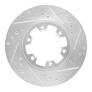 Nissan Pickup Hardbody Brake Rotor (1) - Front Right - R1 Concepts - Drilled & Slotted - Silver - `85-`02